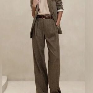 Banana Republic Remanso Donegal Straight Leg Pants Trousers Brown Multi Size 8